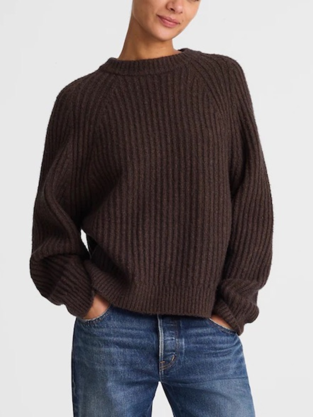 Madewell Super Soft Ribbed Cotton Blend Sweater in molasses Size S - Picture 2 of 8
